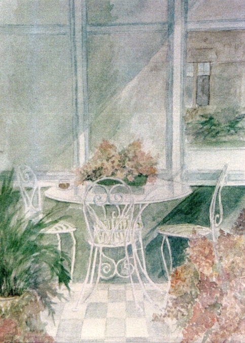 Nanny's Table   watercolour   Dorothy dhunter Adams  SOLD