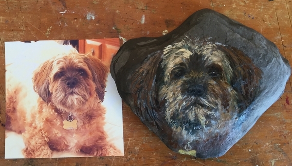 Obi   painted on a rock   Dorothy dhunter Adams  SOLD